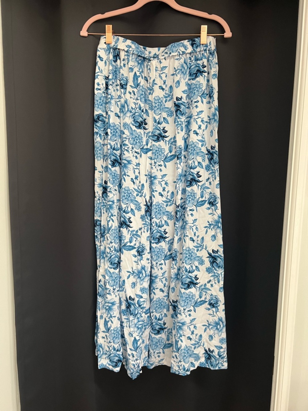 White & Blue Floral Pants - Picture 2 of 3